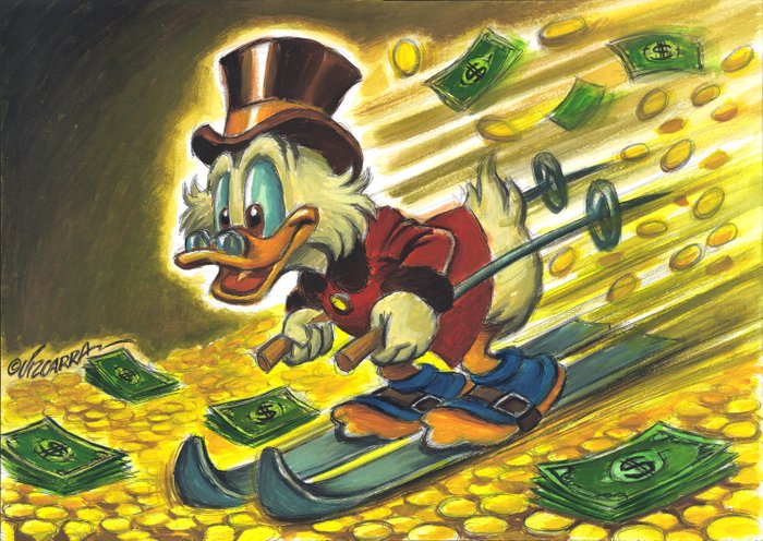 $crooge $kiing on Money - Original Painting - Joan Vizcarra - Acrylic Art
