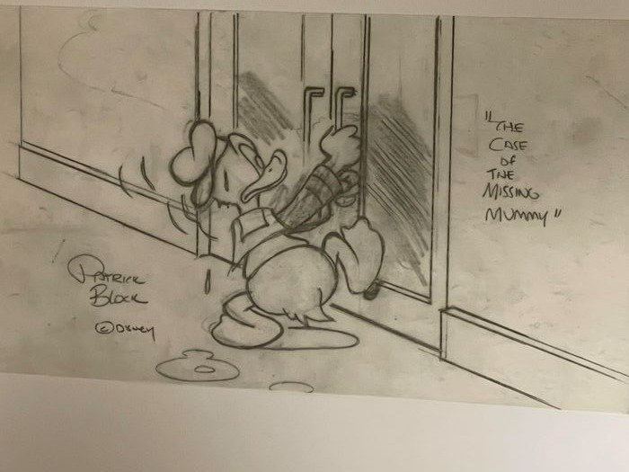 Original pencil artwork by American Disney artist Patrick Block - The Case of the Missing Mummy - (2008)