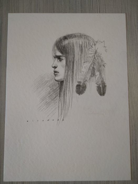 Native American Girl - Eugenio Sicomoro - Illustrazione originale - Native American Girl - Page volante - Exemplaire unique - (2018/2018)