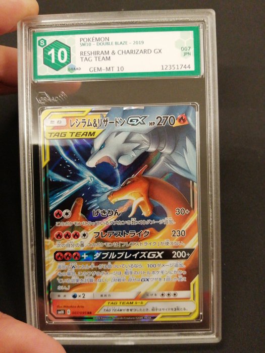 Gamefreak - Pokémon - Graded Card Carta Collezionabile Charizard e Reshiram GX tag team 007/095RR Double Blaze - Holo - 2019