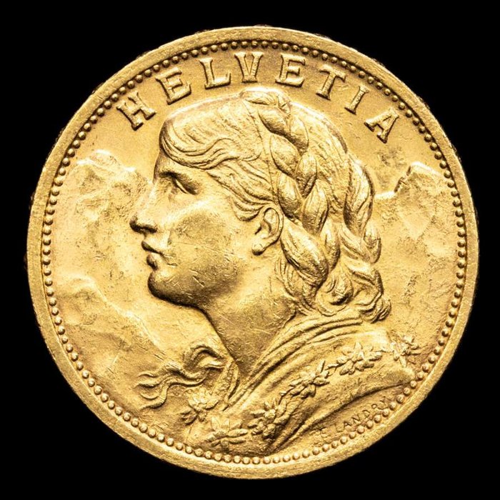 Suisse. 20 Francs 1910 B Bern