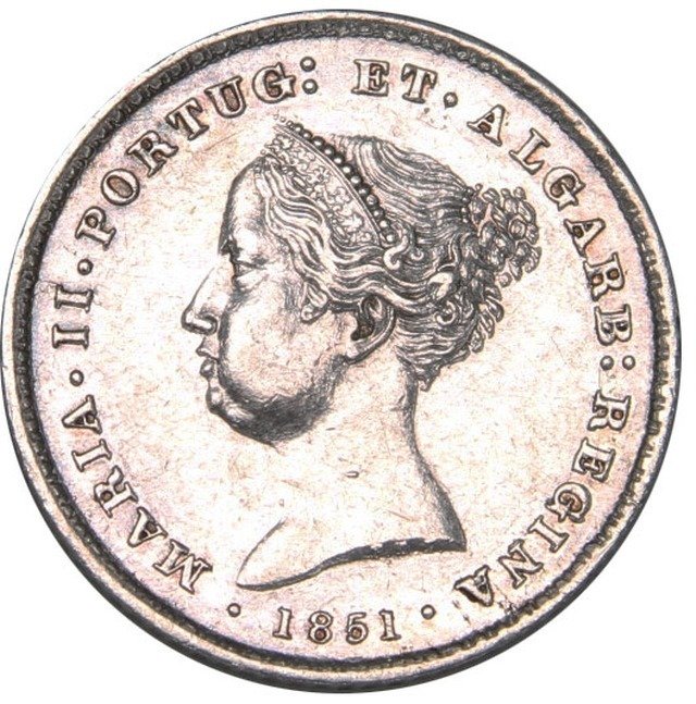 Portugal. D. Maria II (1834-1853). 100 Reis 1851