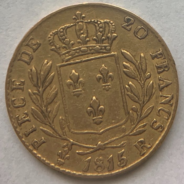 France. Louis XVIII (1814-1824). 20 Francs 1815-R, Londres