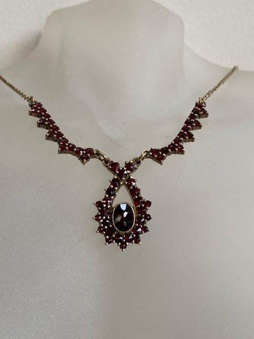 Gold-plated, Silver - Necklace Garnet - Catawiki