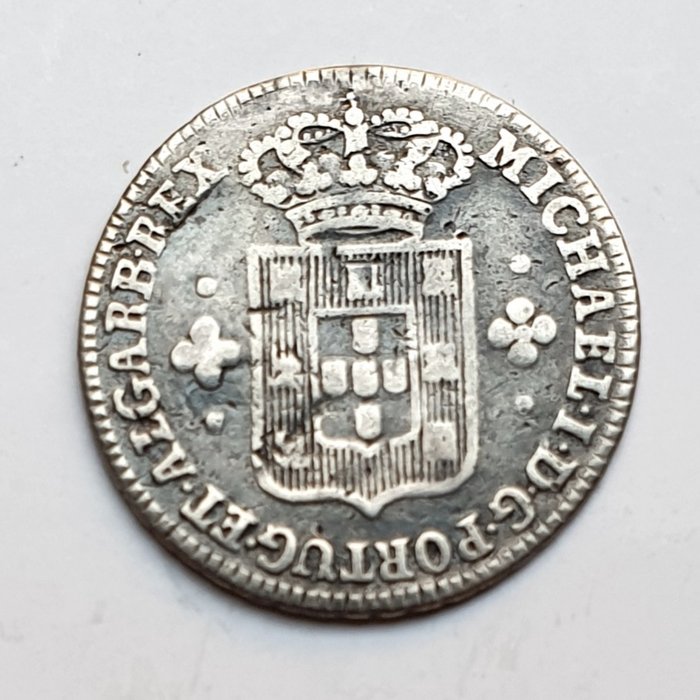 Portugal. D. Miguel I (1828-1834). 3 Vinténs (60 Reis) - Escudo 9 mm (Altura) - R/Quadrifólios