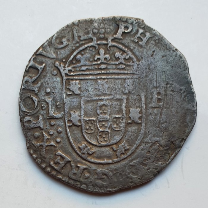 Portugal. D. Filipe II (1598-1621). Tostão (100 Reais) - R L - Lisboa - PORTVGA