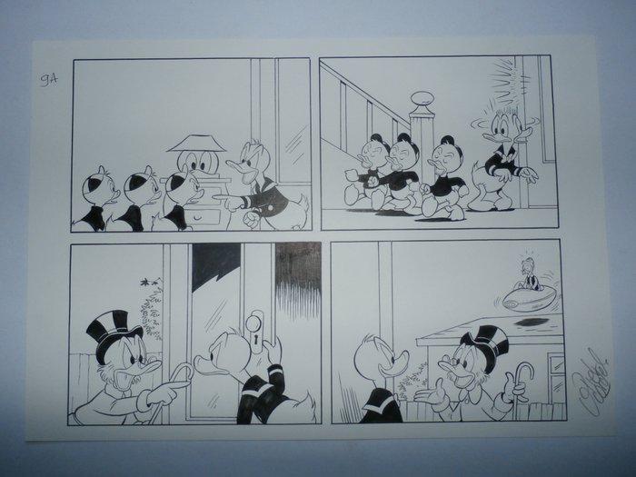 Donald Duck - Originele, halve pagina - Met Donald, Oom Dagobert en de neefjes - Gepubliceerd in DD weekblad 48 - Formaat: 29,7 x 21 cm. - (2015)