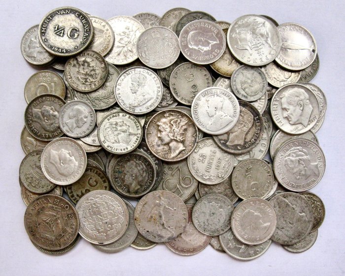 World. Lot silver coins ca. 1850/1968 (107 Pieces) - silver