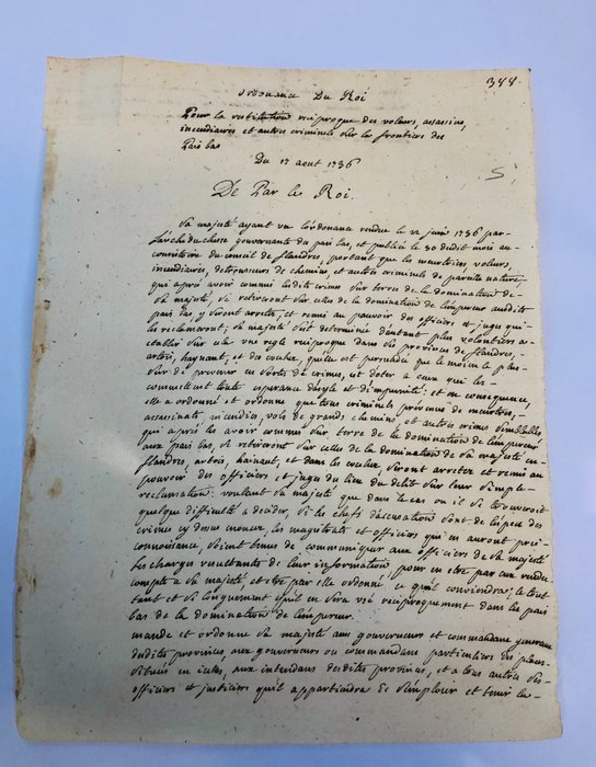 Louis XV - Restitution réciproque des Voleurs, Assassins, Incendiaires et autres sur la Frontières des Pays Bas - 1736
