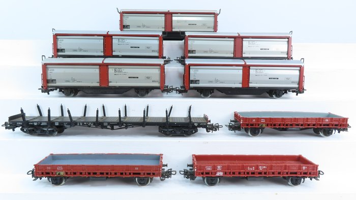 Märklin H0 - 4633/4663/4607 - Transport de fret - 9 wagons de marchandises différents - DB