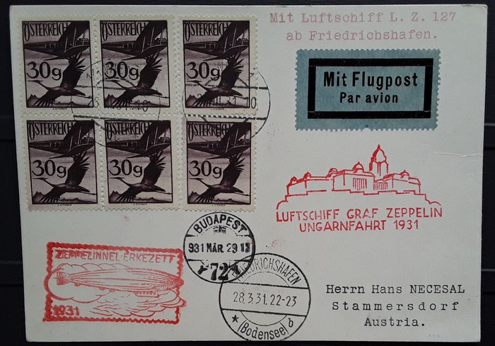 Autriche - Zeppelin document - Landungsfahrt nach Ungarn 1931