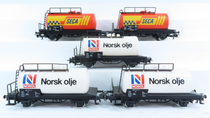 Märklin H0 - 4560/4561 - Transport de fret - 5x wagons-citernes à 2 essieux - NMBS, NSB