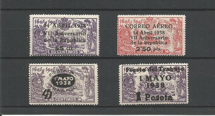 Spain 1938 - 7th Anniversary of the Republic. 7th Anniversary of the Republic, airmail. Labour Day.