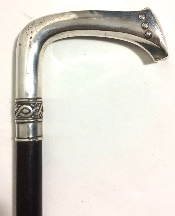 Preview of the first image of Walking stick - Ebony, Silver - First half 20th century.