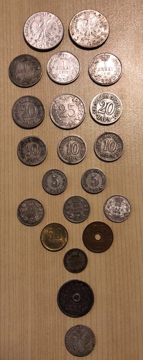 Canada, Poland, Serbia, Yugoslavia. Lot various coins 1822/1938 (21 pieces) incl. silver