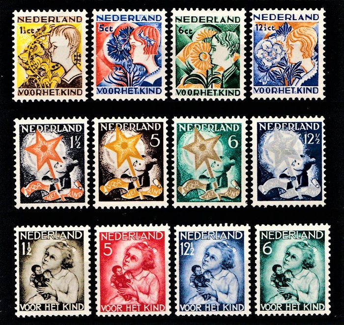 Pays-Bas 1932/1934 - Children’s Aid stamps - 248/251, 261/264, 270/273