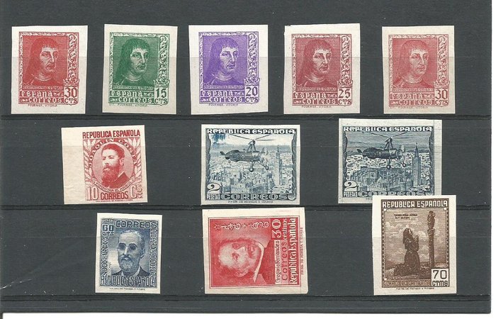 Spain - Batch of stamps of first centennial, imperforated. - edifil