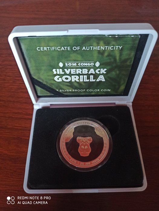 Congo. 5000 Francs 2016 Proof - Silver Gorilla - 1 Oz
