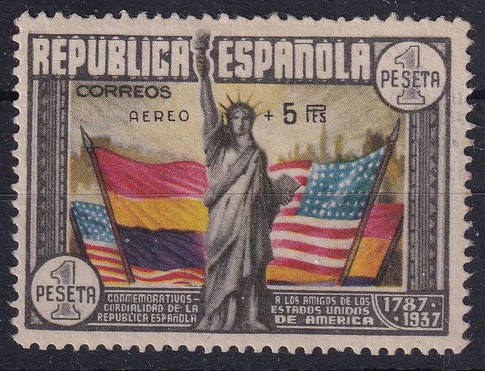 Spain 1938 - Anniversary of the USA Constitution. CMF Certificate. - Edifil 765