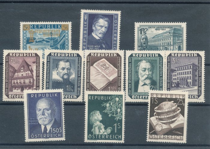 Autriche 1953 - Year volume (25x), without the bird set