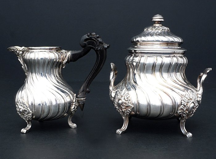 Set van melkkan en suikerpot (2) - .950 zilver - Boin-Taburet (1873-1900) - Frankrijk - Eind 19e eeuw
