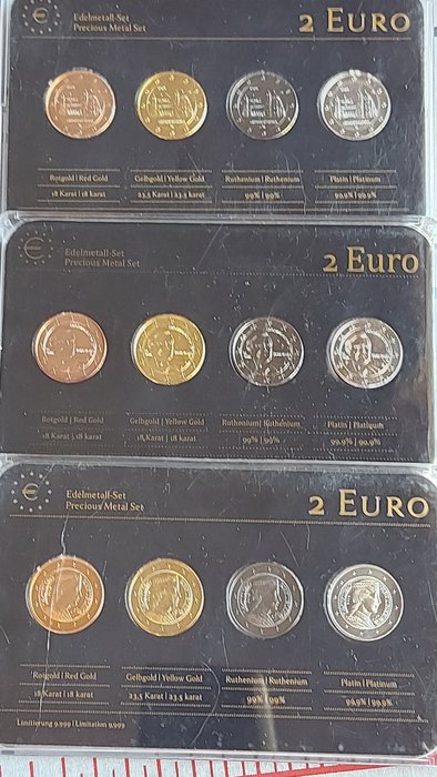 Europa. 2 Euro 2014/2018 « Milda» , «H.Schmidt», «Baixa Saxônia» 'Precious Metal Sets' (12 coins)