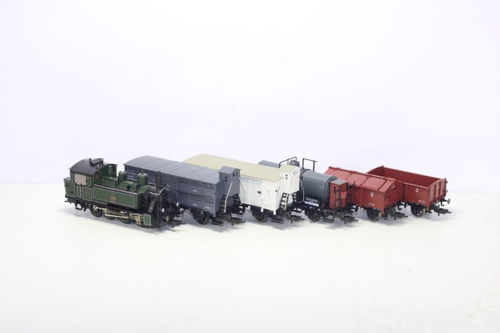 Fleischmann H0 - 4889 - Train set - Six-piece set freight train, various State Railways, with 5 wagons - K.Bay.Sts.B