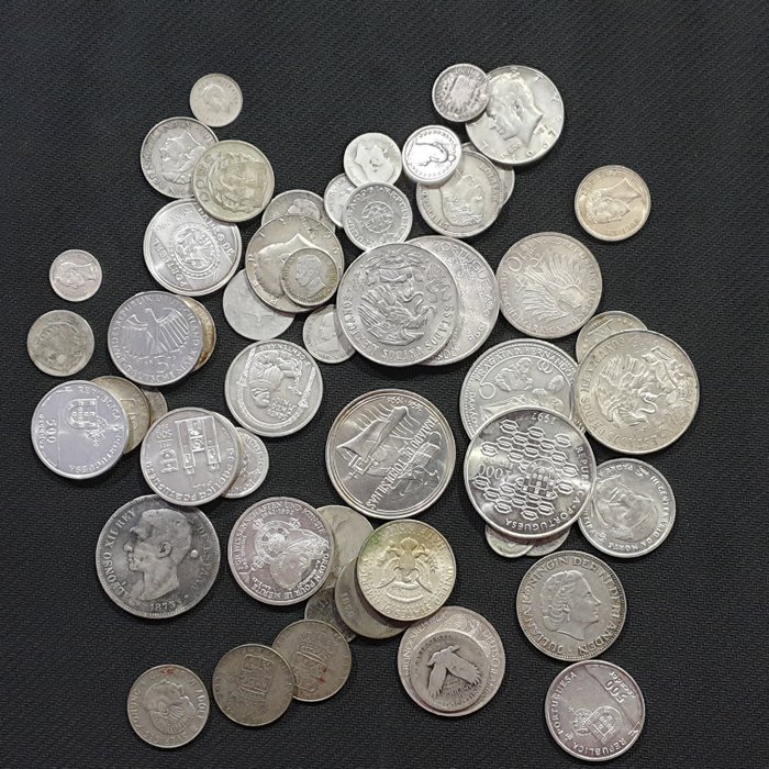World. Lot various silver coins 19th and 20th century (53 pieces)