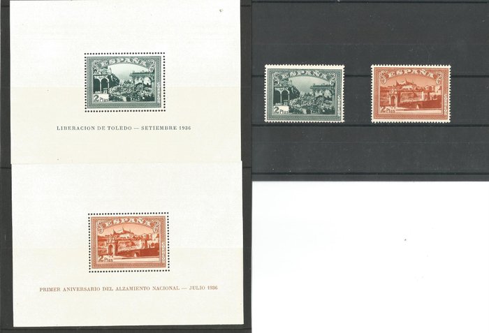 Spain 1937/1937 - Anniversary of the Spanish coup in July 1936. Sheets + stamps. - edifil 836/837 + SH936/SH837