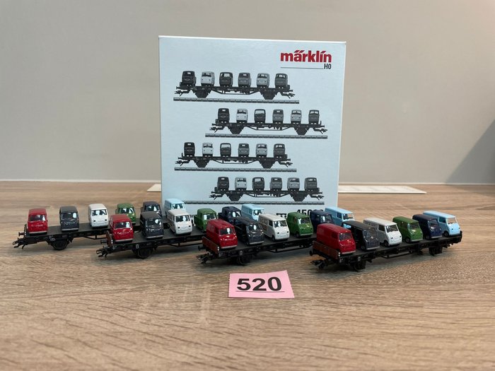 Märklin H0 - 45099 - Coffret de wagon de marchandises - Ensemble de chariots de transport de voitures 4 pièces - DB
