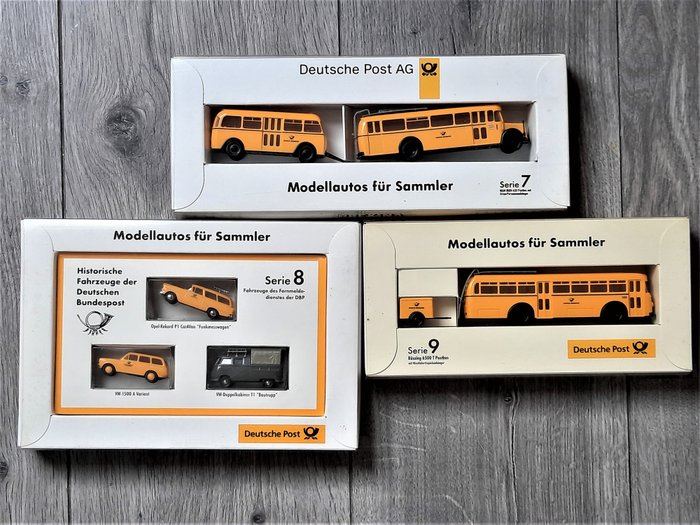 Brekina automodelle H0 - Serie 7, 8, 9 - Décor - 3 ensembles de wagons postaux