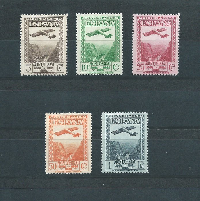 Spain 1931 - Montserrat Airmail complete set, well centred - Edifil 650/654.