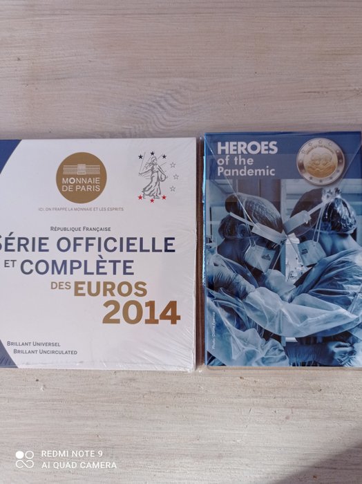 Europa. Euro 2014 ,Cartera con 8 valores de Francia / 2021 Malta, Heroes de la Pandemia