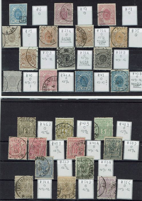 Luxembourg 1870/2002 - Lot for selection on stock cards with coat of arms of Luxembourg