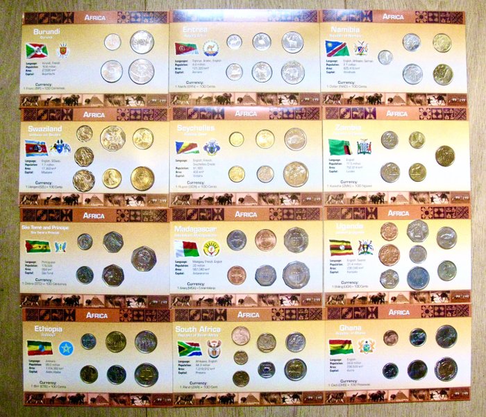 Africa. Lot various coinsets 1991-2008 (12 different sets)