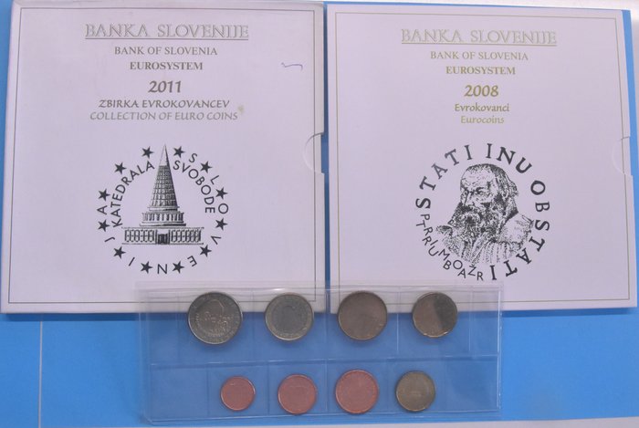 Slowenien. Sets ( 3 Items ) 2011 and 2018  with 2 X 3 Euro and  Set 2007