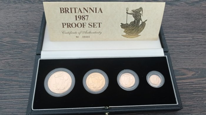 Regno Unito. Proof Set 1987 Britannia (1 oz, 1/2 oz, 1/4 oz & 1/10 oz)