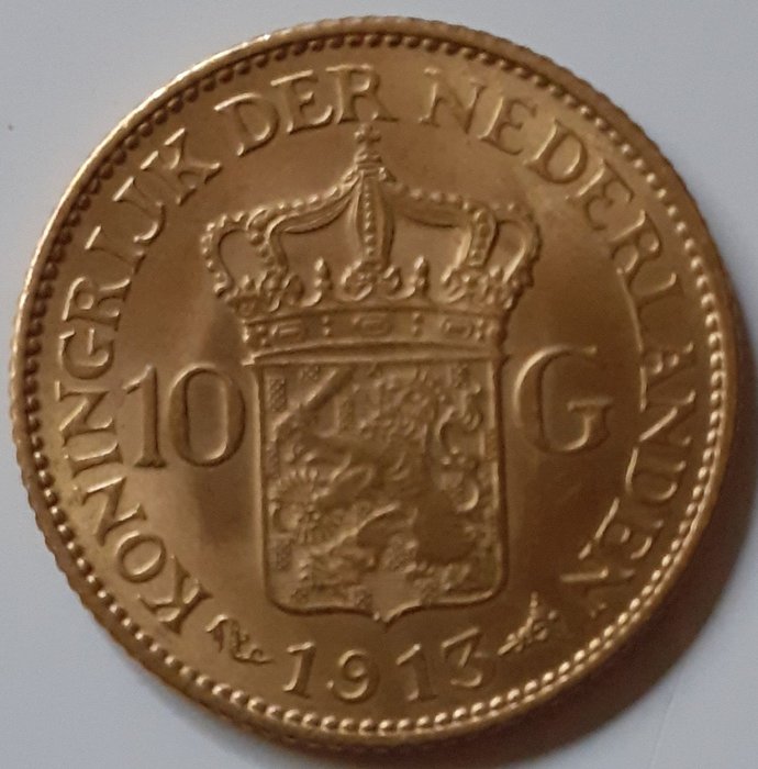 Pays-Bas. 10 Gulden 1913 Wilhelmina (1890-1948)