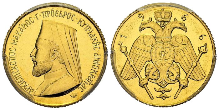 Cyprus. Makarios III 1960-1974. Sovereign 1966 "Chaponniere collection" MS67