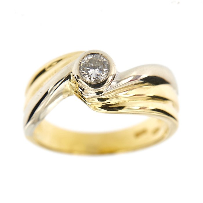 Preview of the first image of 18 kt. White gold, Yellow gold - Ring - 0.30 ct Diamond.