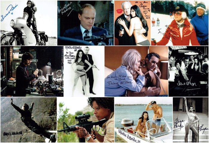 James Bond 007 - Big Lot of 12! - Autograph, Photo, with COA - See images and description