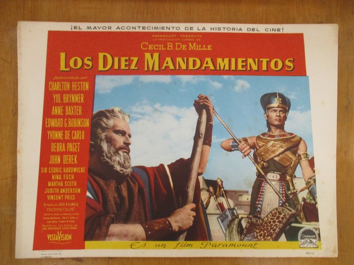 The Ten  Commandments - Charlton Heston - Lot of 25 - Fotobusta, Vintage - Original 1959 Spanish Cinema release (first edition) & Poster (1972 re-release) - See images and description