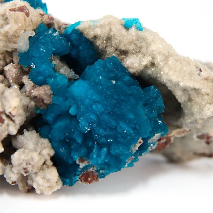 Muy raro: cristal de cavansita grande en la matriz de calcedonia - Minas de Pune - Altura: 67.5 mm - Ancho: 41.5 mm- 75 g