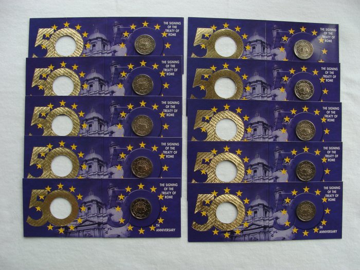 Irland. 2 Euro 2007 'Verdrag van Rome' (10 stuks) in coincards
