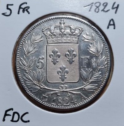 Frankrijk. Louis XVIII (1814-1824). 5 Francs 1824-A, Paris