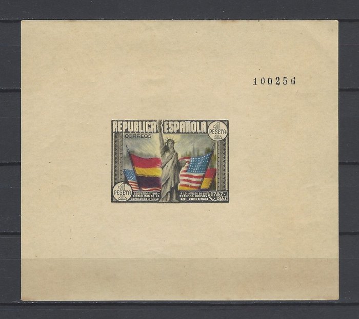 Spanien 1938 - USA Constitution miniature sheet, imperforated - Edifil 764s