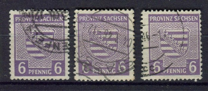Allied Occupation - Germany (Soviet zone) - No. 76 a, b + c, cancelled, expertised by BPP (German Federation of Philatelic Experts)
