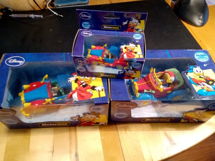 Dagobert Duck / Donald Duck - 3x Speelgoed auto in originele verpakking - Scale collector series - Motorama - (2013)
