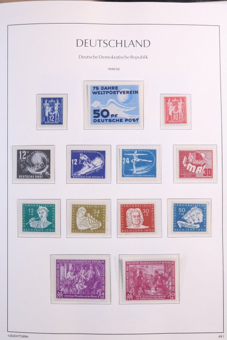 Duitse Democratische Republiek (DDR) 1949/1990 - Complete collectie in 3 Leuchtturm luxe voordrukalbums