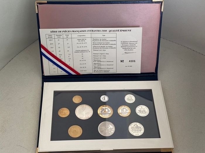 France. Proof Set 1998 (11 monnaies) dont 100 Francs argent